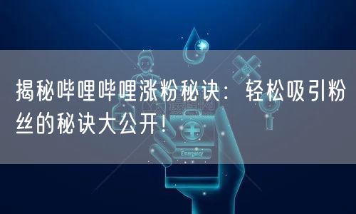 揭秘哔哩哔哩涨粉秘诀：轻松吸引粉丝的秘诀大公开！