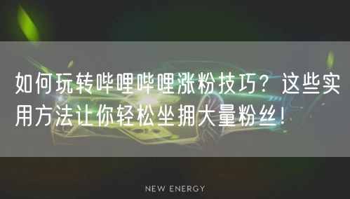 如何玩转哔哩哔哩涨粉技巧？这些实用方法让你轻松坐拥大量粉丝！